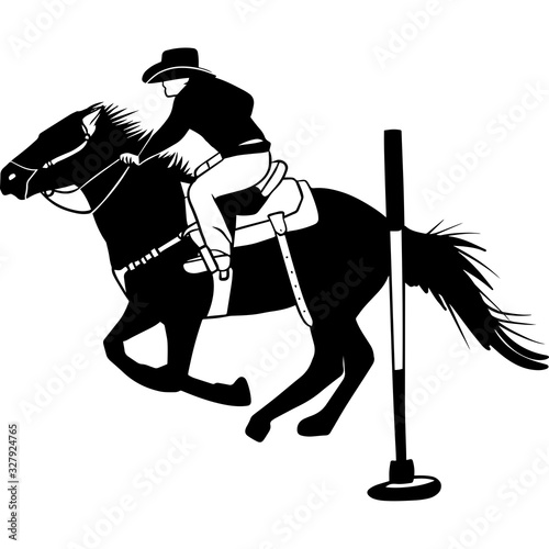 Hand drawn Rodeo Pole Bending  Vector Sketch