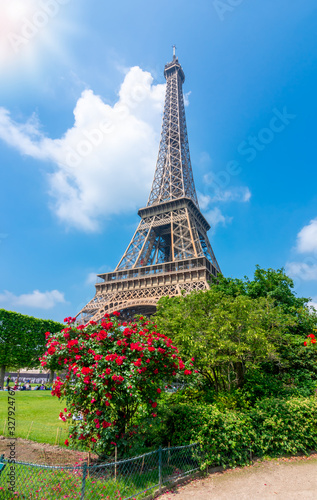 Eiffel Tower and Field of Mars in spring  Paris  France