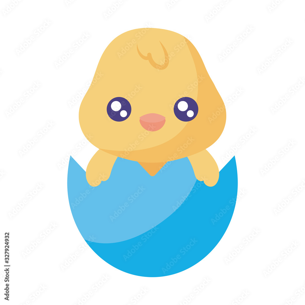 Obraz premium Happy easter chick inside egg flat style icon vector design