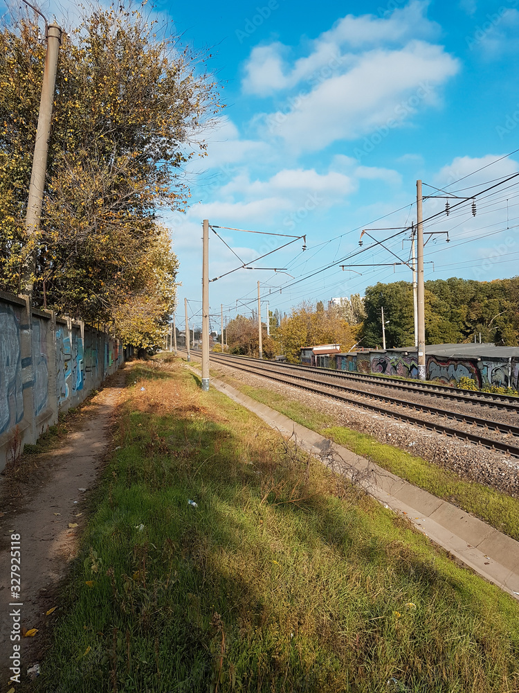 railway on a sunny autumn day