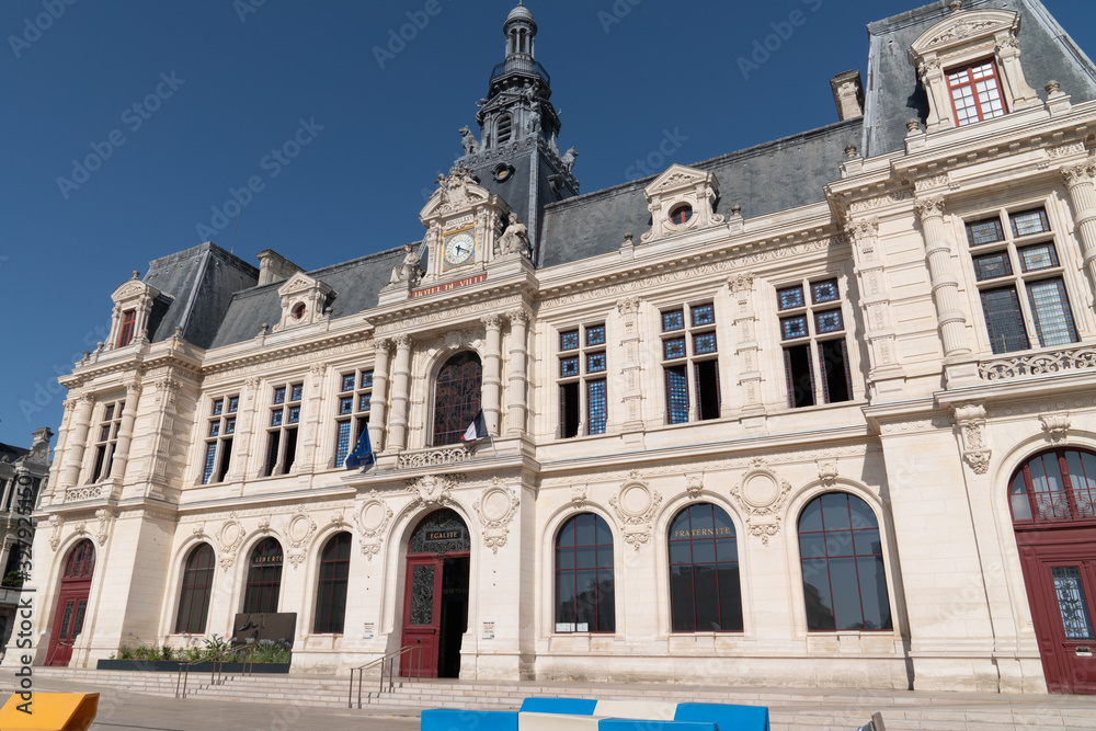 city hall facade town center facade in poitou charentes Poitiers in France