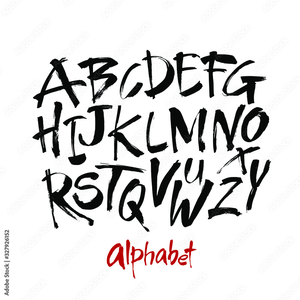 Vector Acrylic Brush Style Hand Drawn Alphabet Font. Calligraphy alphabet on a white background. Ink hand lettering. Vector Acrylic Brush Style Hand Drawn Alphabet Font. Calligraphy alphabet on a white background. Ink hand lettering.