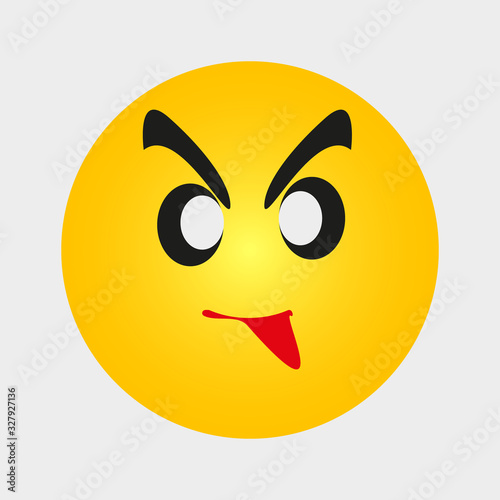 emoji emoticon with a grumpy expression. Yellow Angry Cartoon Face Emoji People Emotion Icon Flat Vector Illustration