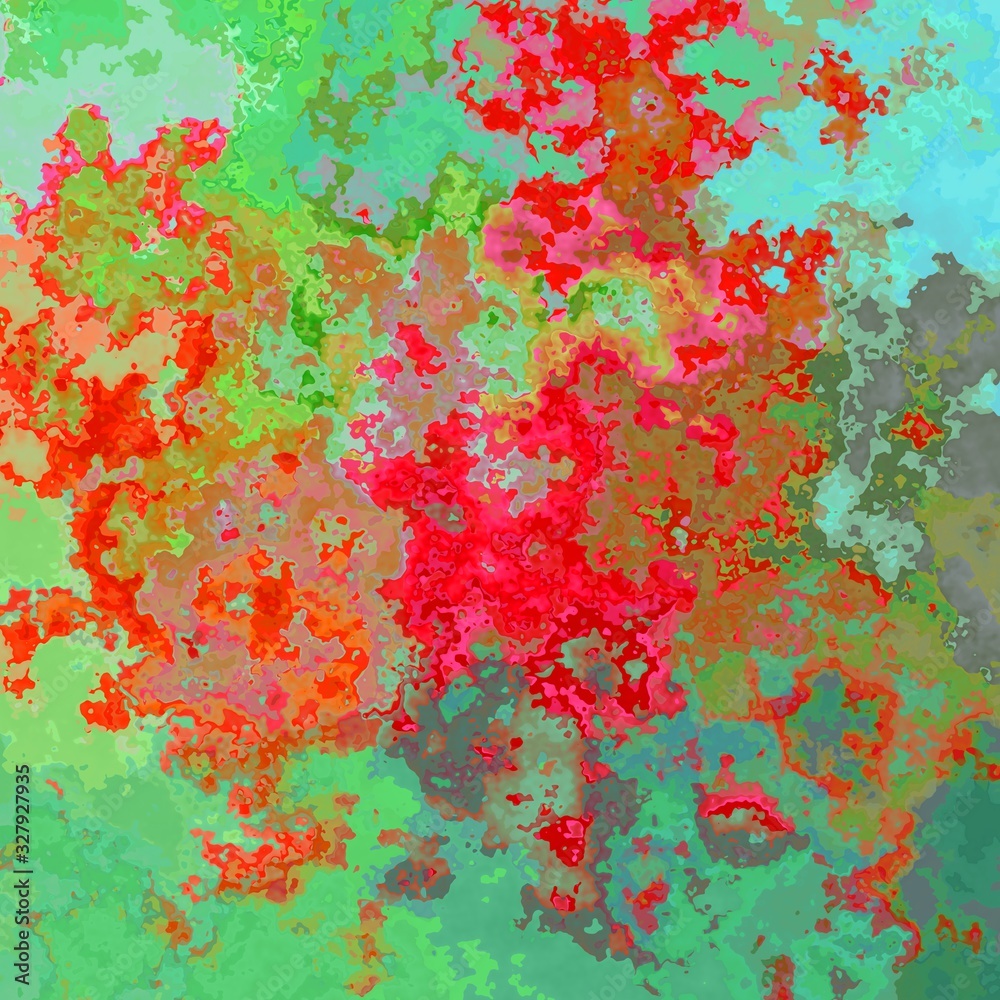 Fototapeta premium abstract stained pattern texture square background vibrant natural color - modern painting art - watercolor splotch effect - red and green