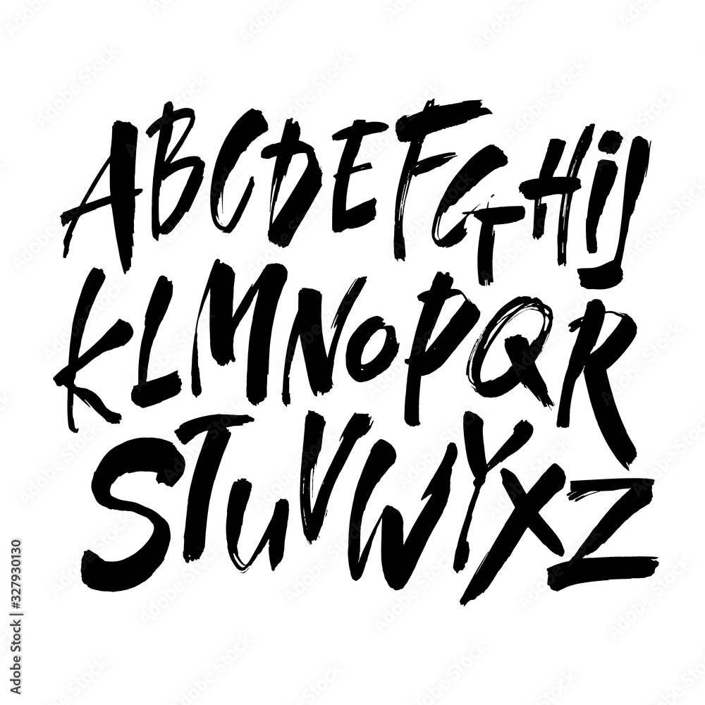 Vector Acrylic Brush Style Hand Drawn Alphabet Font. Calligraphy alphabet on a white background Vector Acrylic Brush Style Hand Drawn Alphabet Font. Calligraphy alphabet on a white background