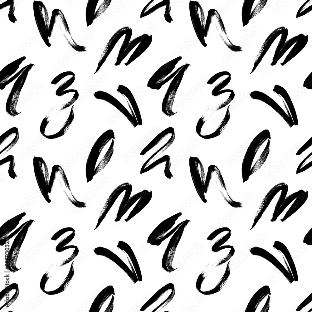 Wavy and swirled brush strokes vector seamless pattern. Abstract background for wallpaper, web banner, wrapping paper, textile.