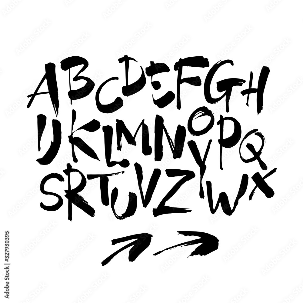 Vector Acrylic Brush Style Hand Drawn Alphabet Font. Calligraphy alphabet on a white background Vector Acrylic Brush Style Hand Drawn Alphabet Font. Calligraphy alphabet on a white background
