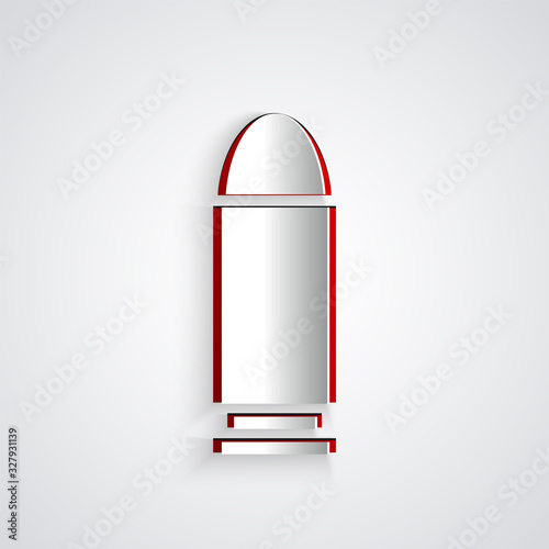 Paper cut Bullet icon isolated on grey background. Paper art style. Vector Illustration