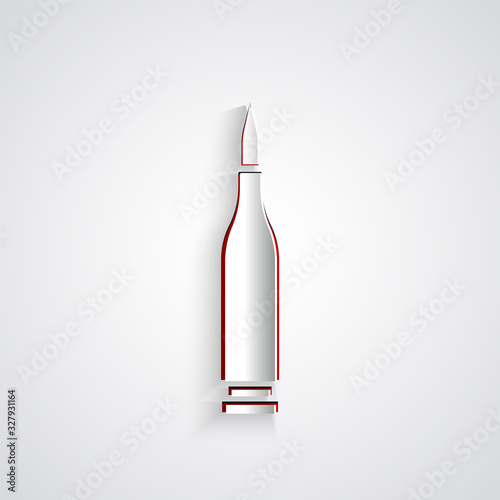 Paper cut Bullet icon isolated on grey background. Paper art style. Vector Illustration