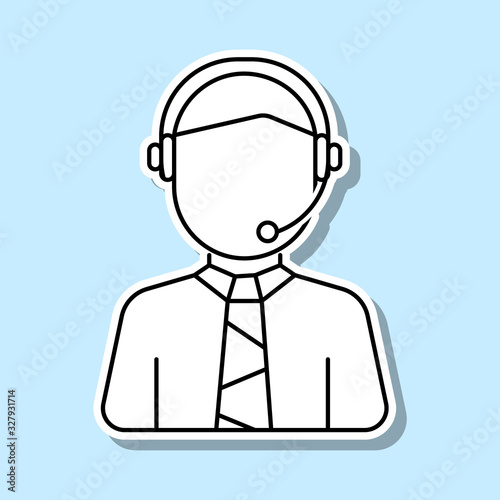 Call centre man avatar sticker icon. Simple thin line, outline vector of avatar icons for ui and ux, website or mobile application
