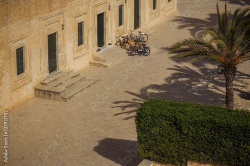 Ribat Hartem Fortress is one of interesting sights in Monastir,Tunisia, North Africa. Top view of the part of the courtyard Ribat fortess