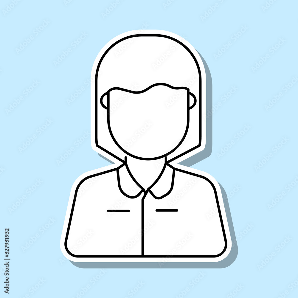 Teacher female avatar sticker icon. Simple thin line, outline vector of avatar icons for ui and ux, website or mobile application Teacher female avatar sticker icon. Simple thin line, outline vector of avatar icons for ui and ux, website or mobile application