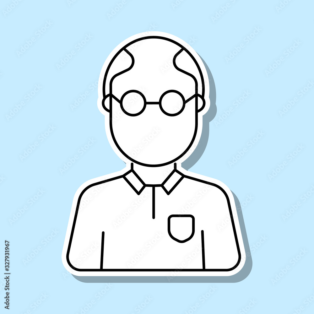 Teacher avatar sticker icon. Simple thin line, outline vector of avatar icons for ui and ux, website or mobile application Teacher avatar sticker icon. Simple thin line, outline vector of avatar icons for ui and ux, website or mobile application