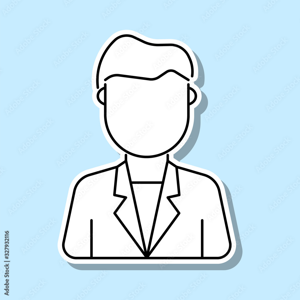 Young man avatar sticker icon. Simple thin line, outline vector of avatar icons for ui and ux, website or mobile application Young man avatar sticker icon. Simple thin line, outline vector of avatar icons for ui and ux, website or mobile application