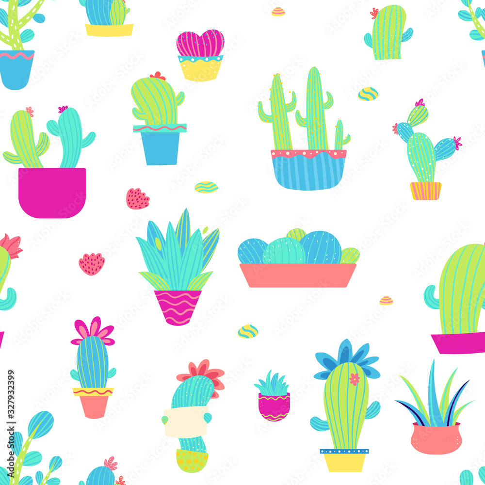 Girly cactus seamless pattern Girly cactus seamless pattern