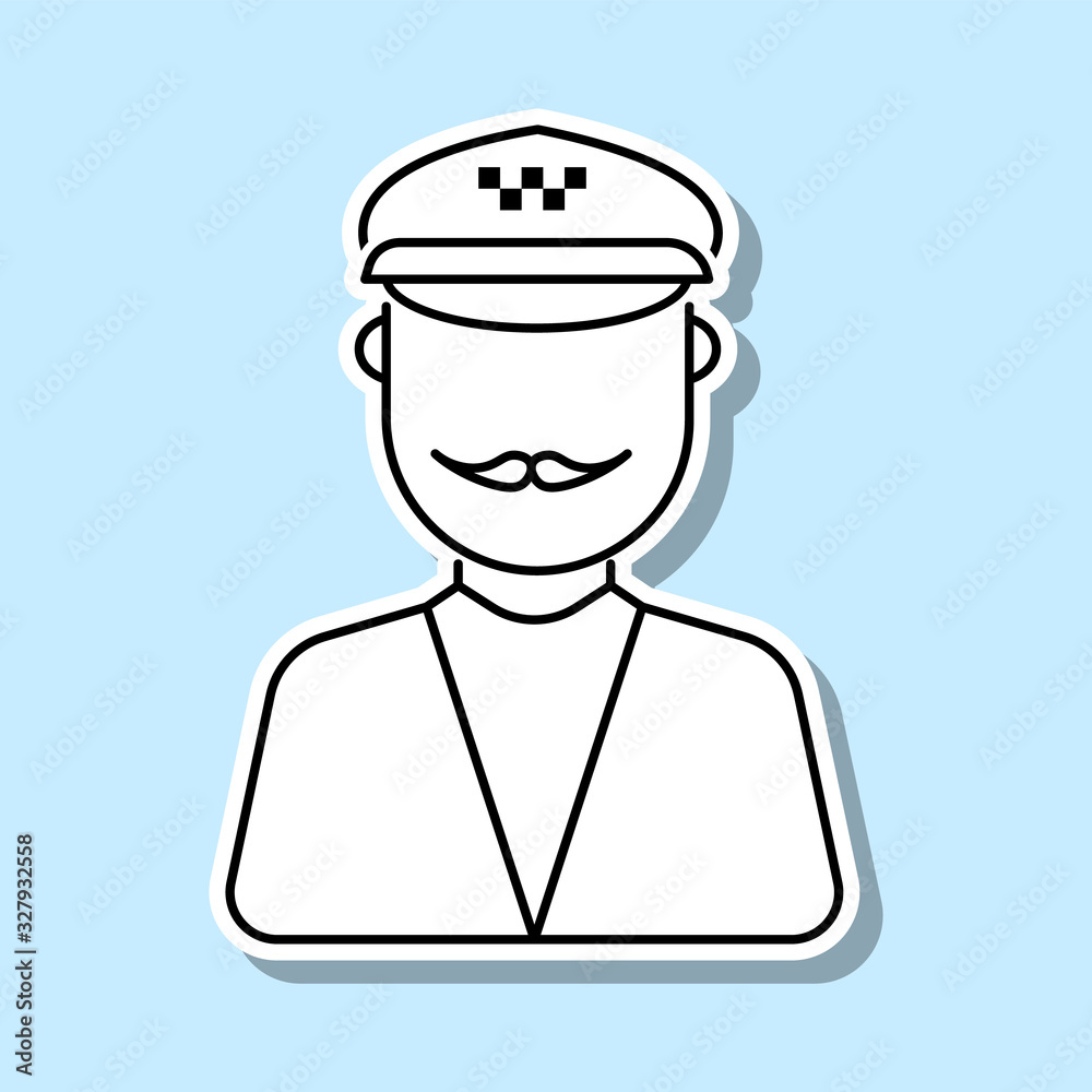 Man taxi driver avatar sticker icon. Simple thin line, outline vector of avatar icons for ui and ux, website or mobile application Man taxi driver avatar sticker icon. Simple thin line, outline vector of avatar icons for ui and ux, website or mobile application