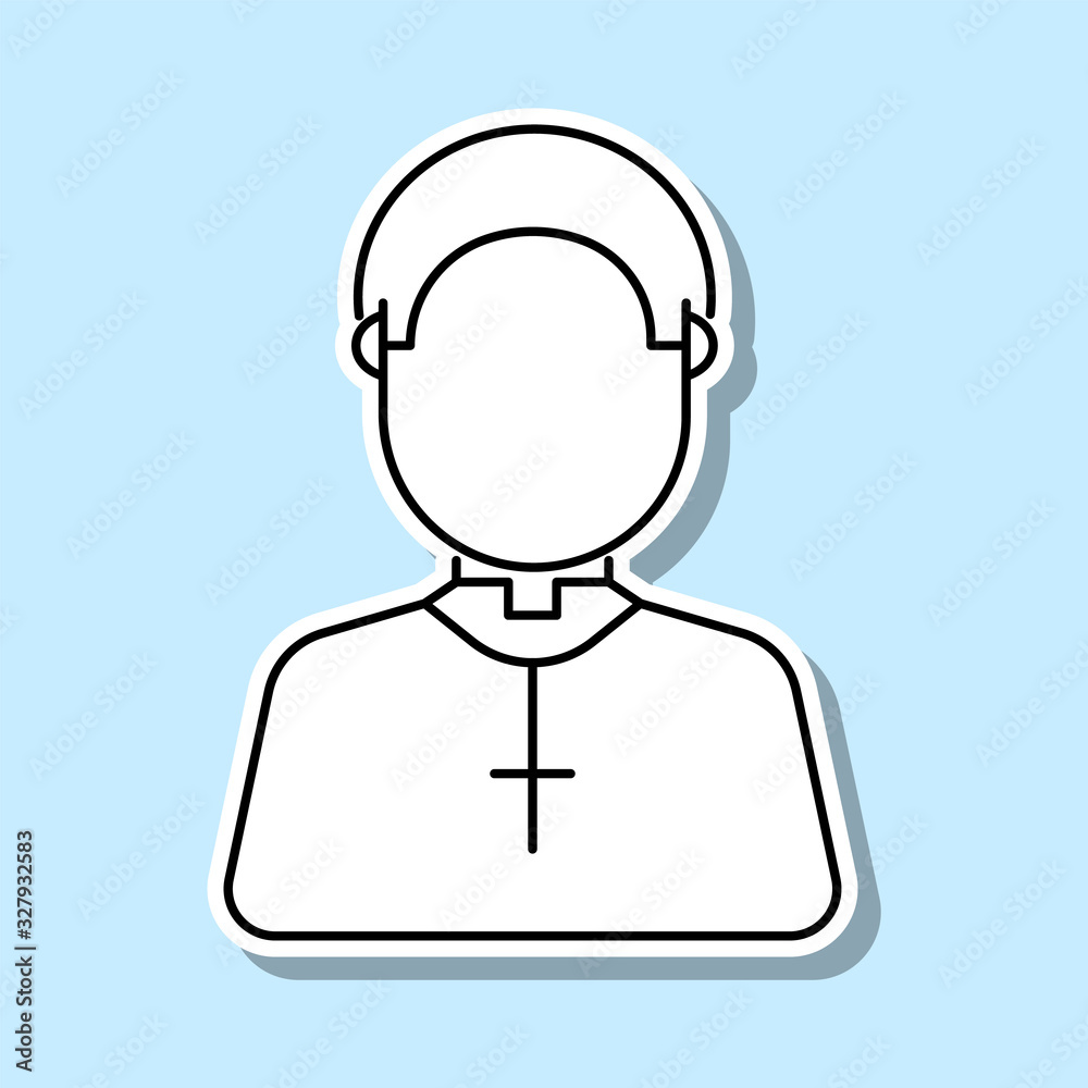 Cute priest avatar sticker icon. Simple thin line, outline vector of avatar icons for ui and ux, website or mobile application Cute priest avatar sticker icon. Simple thin line, outline vector of avatar icons for ui and ux, website or mobile application