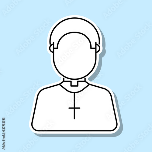 Cute priest avatar sticker icon. Simple thin line, outline vector of avatar icons for ui and ux, website or mobile application