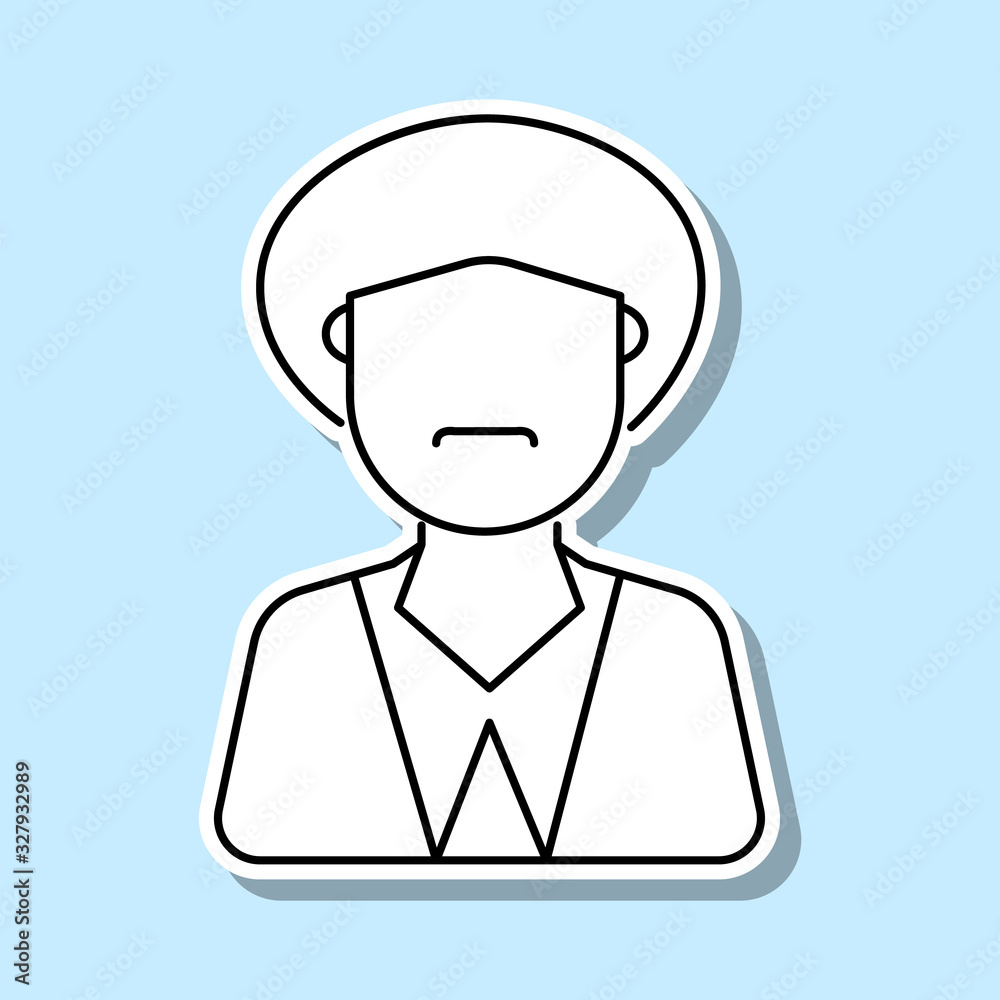Muslim man avatar sticker icon. Simple thin line, outline vector of avatar icons for ui and ux, website or mobile application Muslim man avatar sticker icon. Simple thin line, outline vector of avatar icons for ui and ux, website or mobile application