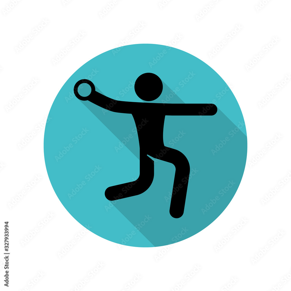 Gymnast with a ball long shadow icon. Simple glyph, flat vector of arrow icons for ui and ux, website or mobile application