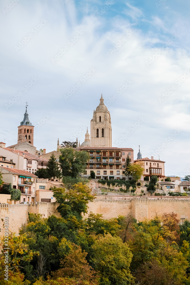View of the Cathedral of Segovia from Alcazar, Castilla y León, Spain