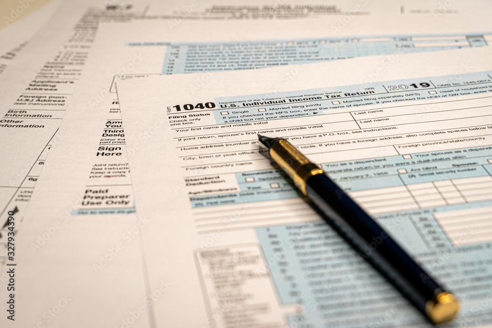 Tax forms 1040. U.S Individual Income Tax Return.