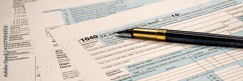 Tax forms 1040. U.S Individual Income Tax Return. wide banner