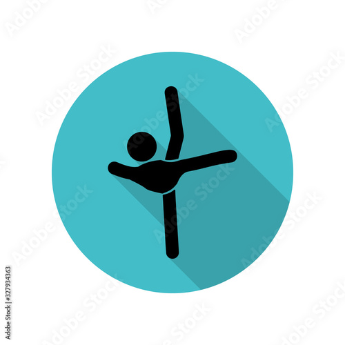 Gymnastics rhythmic sport long shadow icon. Simple glyph, flat vector of arrow icons for ui and ux, website or mobile application photo