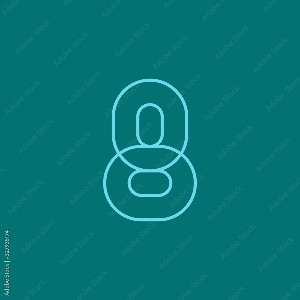 Eight, mono line. Vector sign linear number Eight, mono line. Vector sign linear number