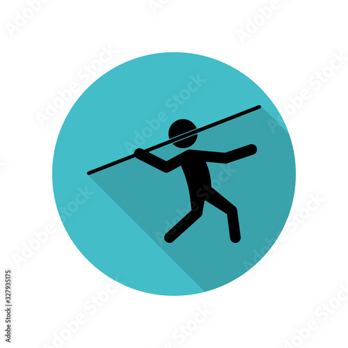 Javelin throw long shadow icon. Simple glyph, flat vector of arrow icons for ui and ux, website or mobile application