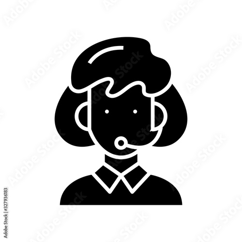 Online saler black icon, concept illustration, vector flat symbol, glyph sign.
