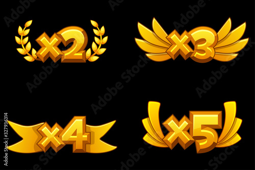 Set of bonuses of gold numbers with multiplication for the game.