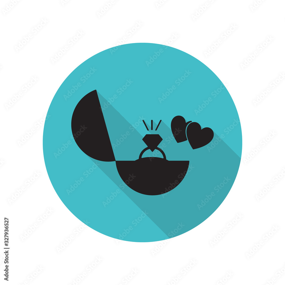 Engagement ring and hearts long shadow icon. Simple glyph, flat vector of arrow icons for ui and ux, website or mobile application Engagement ring and hearts long shadow icon. Simple glyph, flat vector of arrow icons for ui and ux, website or mobile application