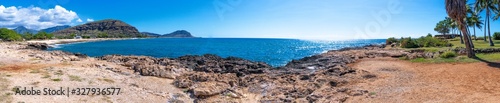 Panoramic view of sea side on the west coast of Oahu Hawaii