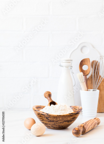 Baking background  .Kitchen utensils .Pancake Products.Ingredients for cooking