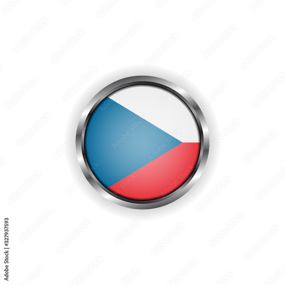 Abstract button with stylish metallic frame. Czech Republic flag vector illustration Abstract button with stylish metallic frame. Czech Republic flag vector illustration