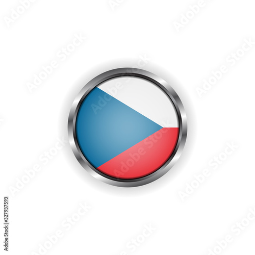 Free Download Abstract button with stylish metallic frame. Czech Republic flag vector illustration - GFXLoad