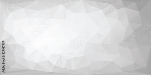 Polygonal background with irregular triangles. Triangular texture in white and gray tones. Lowpoly geometric banner template. Vector eps8 illustration without transparency.
