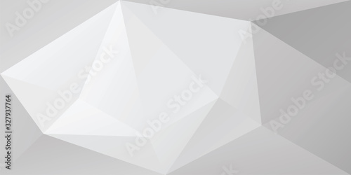 Polygonal background with irregular triangles. Triangular texture in white and gray tones. Lowpoly geometric banner template. Vector eps8 illustration without transparency.