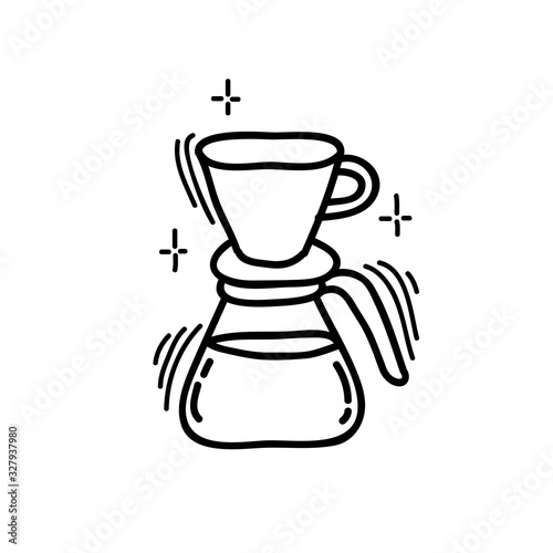 wave pour over coffee maker icon, vector illustration
