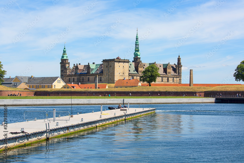 Medieval Kronborg Castle on the Oresund Strait, Baltic Sea, Helsingor, Denmark