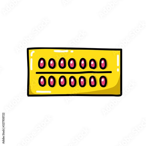 birth control pills doodle icon, vector illustration