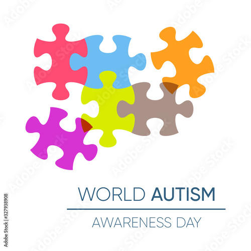 World autism awareness day design with puzzle pieces