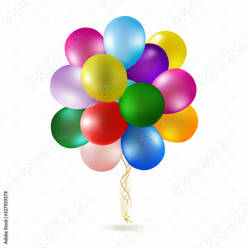 Vector balloon helium bunch isolated on transparent background. 