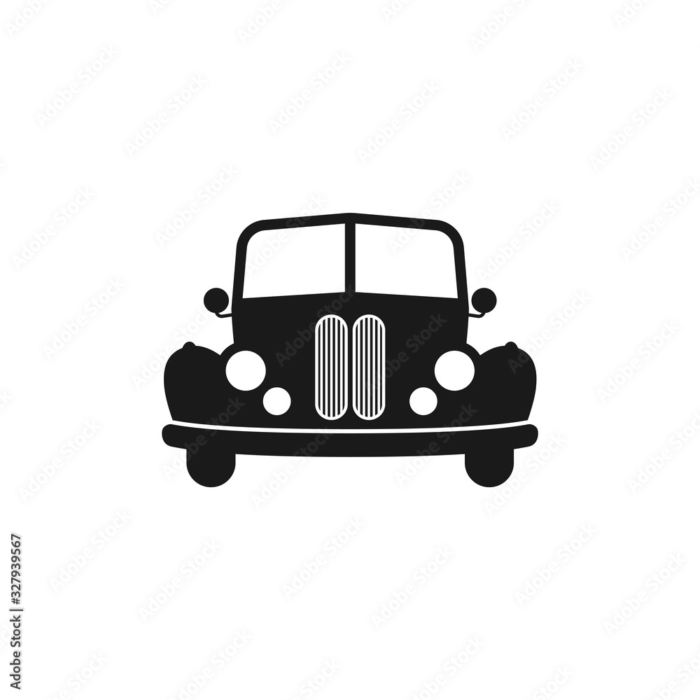 Retro car black isolated vector illustration. Old, vintage style automobile.