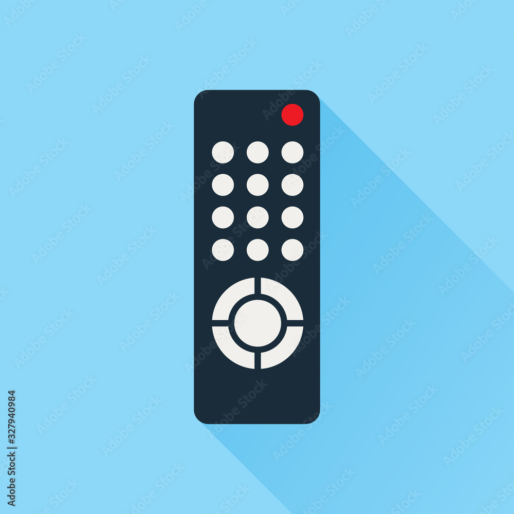 Remote control for TV or media center. Flat icon with long shadow effect. Infrared controller symbol. Vector eps8 illustration. Remote control for TV or media center. Flat icon with long shadow effect. Infrared controller symbol. Vector eps8 illustration.