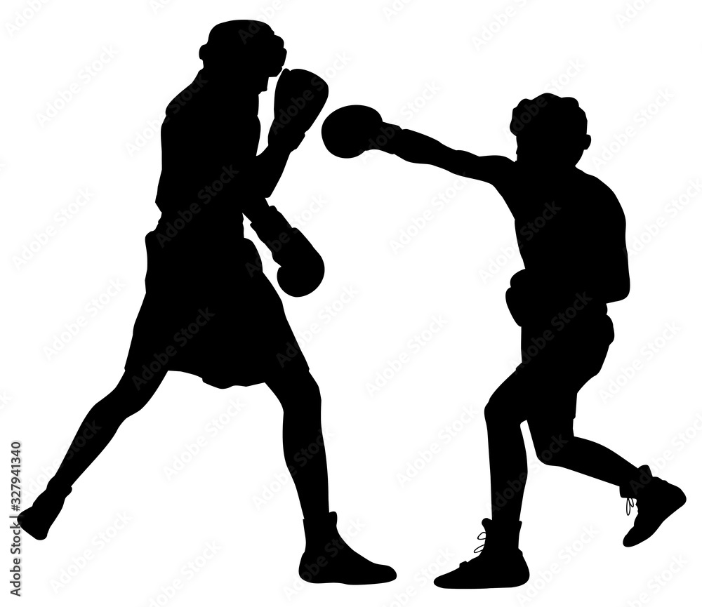silhouette of athletes boxers vector