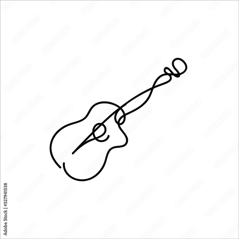 One line guitar design - Hand drawn minimalism style vector illustration One line guitar design - Hand drawn minimalism style vector illustration