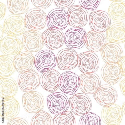Seamless pattern of small pink and orange flowers on a white background