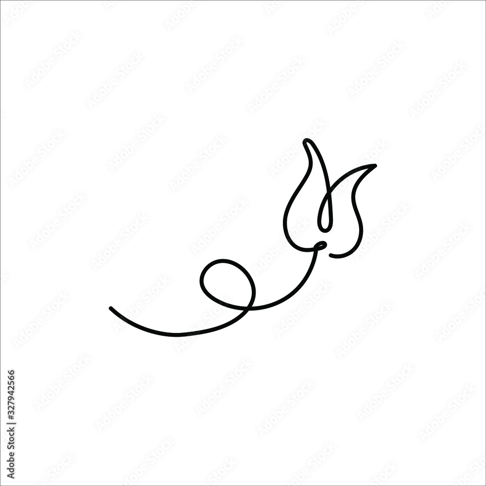 One line tulip design - Hand drawn minimalism style vector illustration. One line tulip design - Hand drawn minimalism style vector illustration.